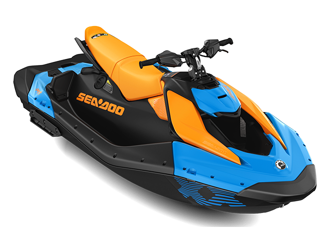 Moto acuática Sea-Doo Spark Trixx 2026 con nuevos colores Gulfstream Blue /  Orange Crush.