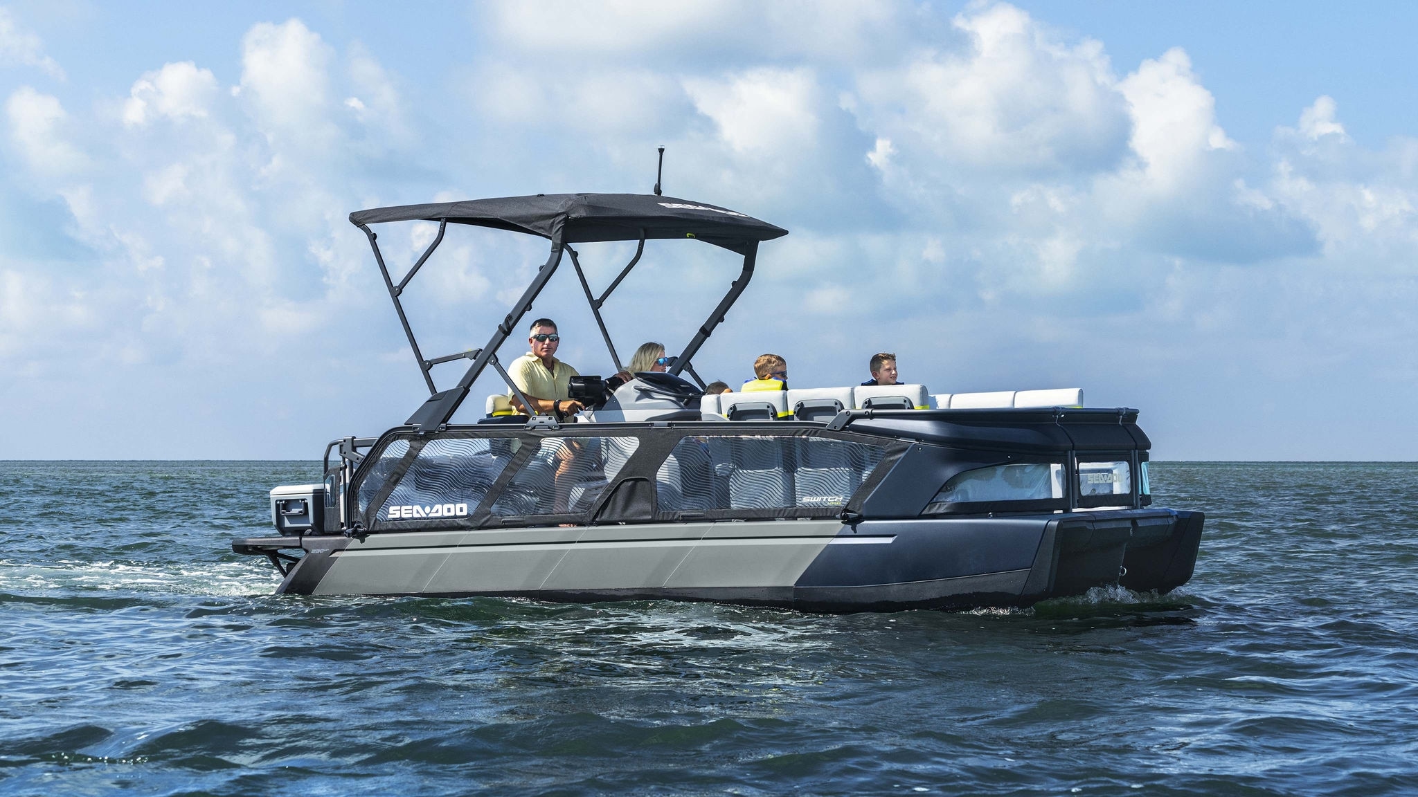 Family riding on a Sea-Doo Switch