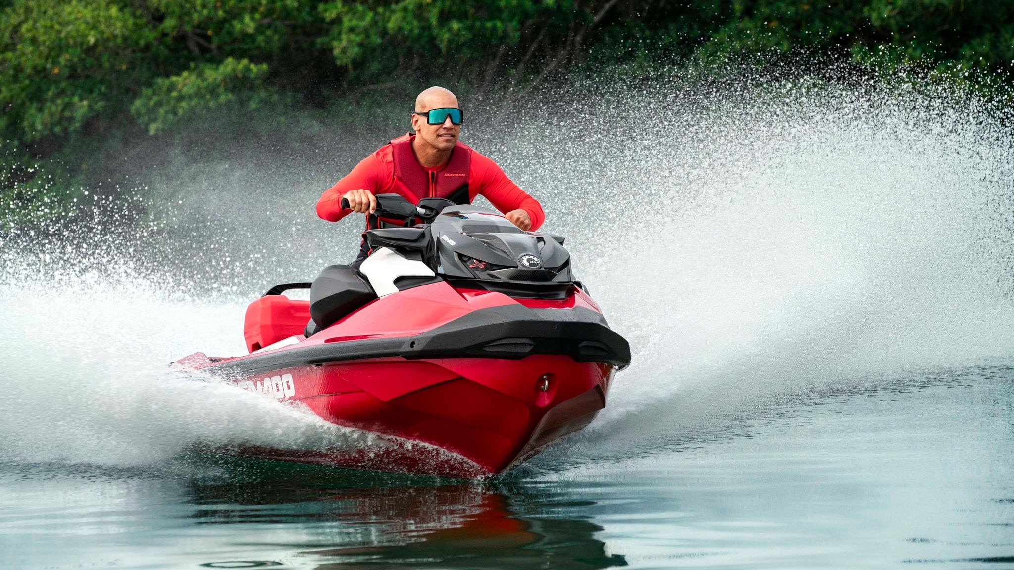 Man riding a Sea-Doo RXP-X