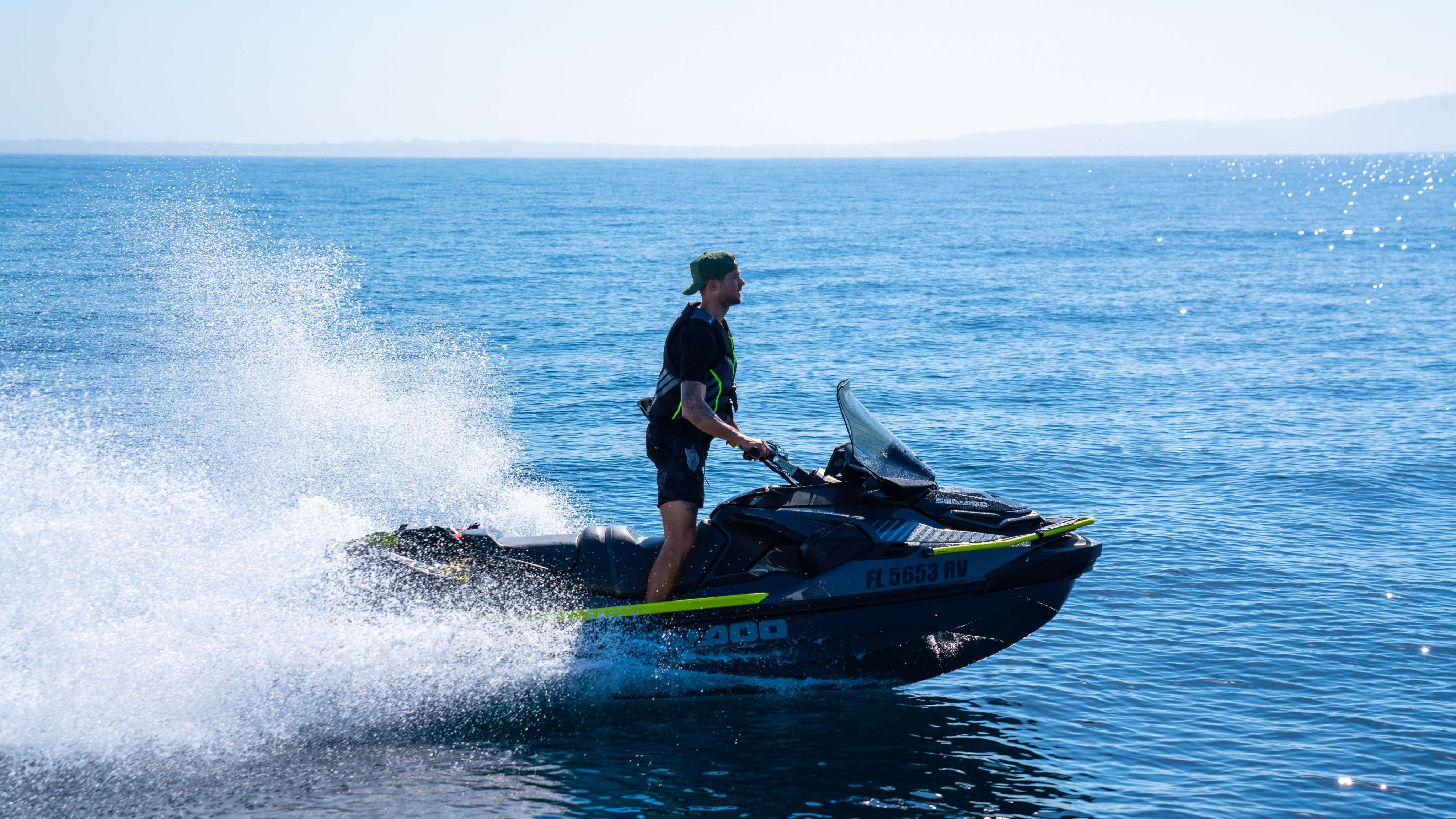 Man riding a Sea-Doo Explorer Pro