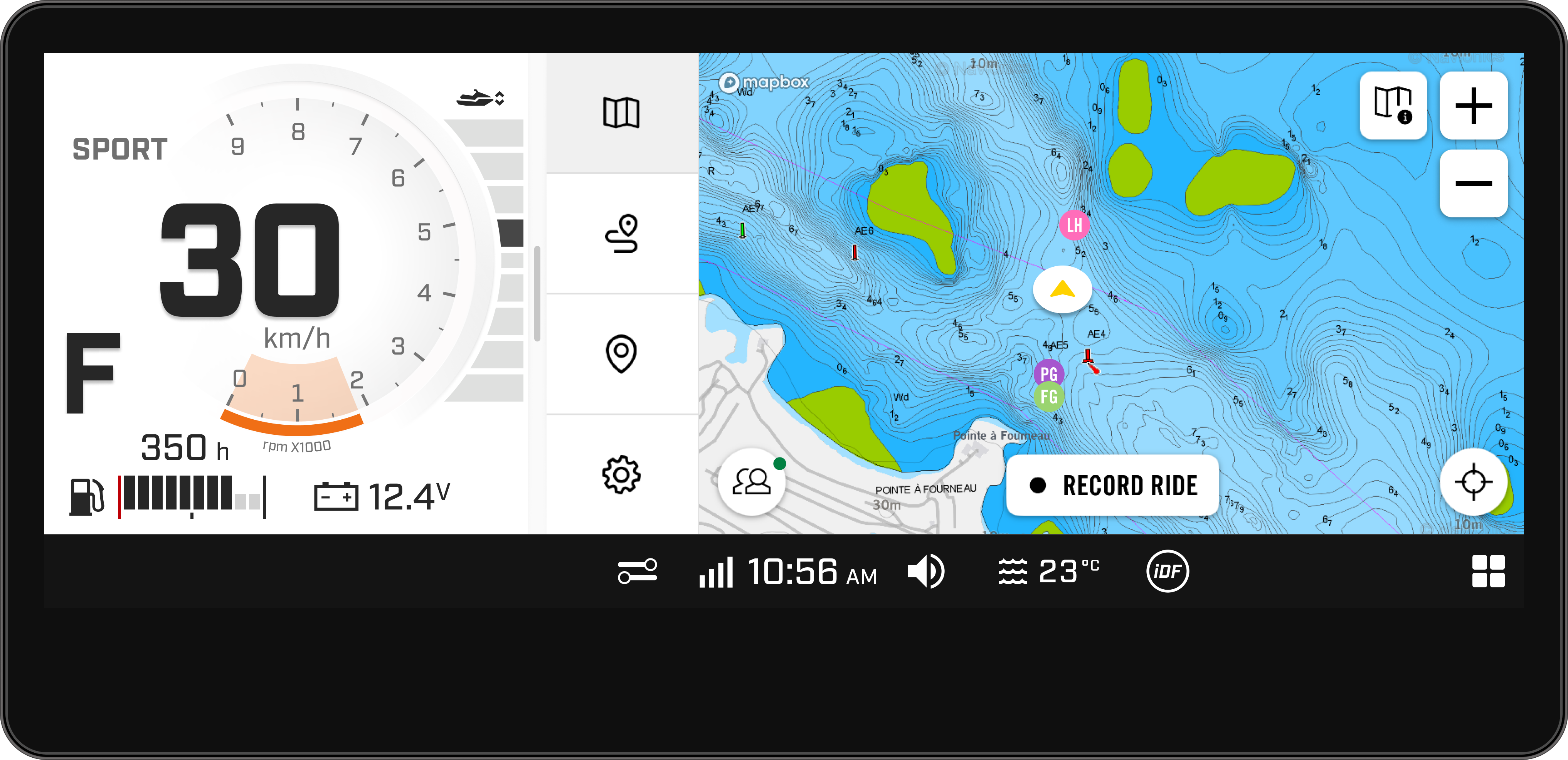 Navigation sur l'eau de l'écran tactile de 10,25 pouces du Sea-Doo