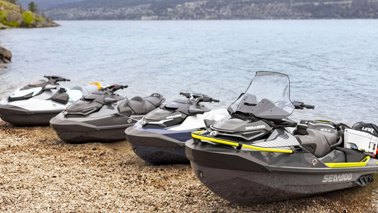 Sea-Doo watercrafts idling by at the beach