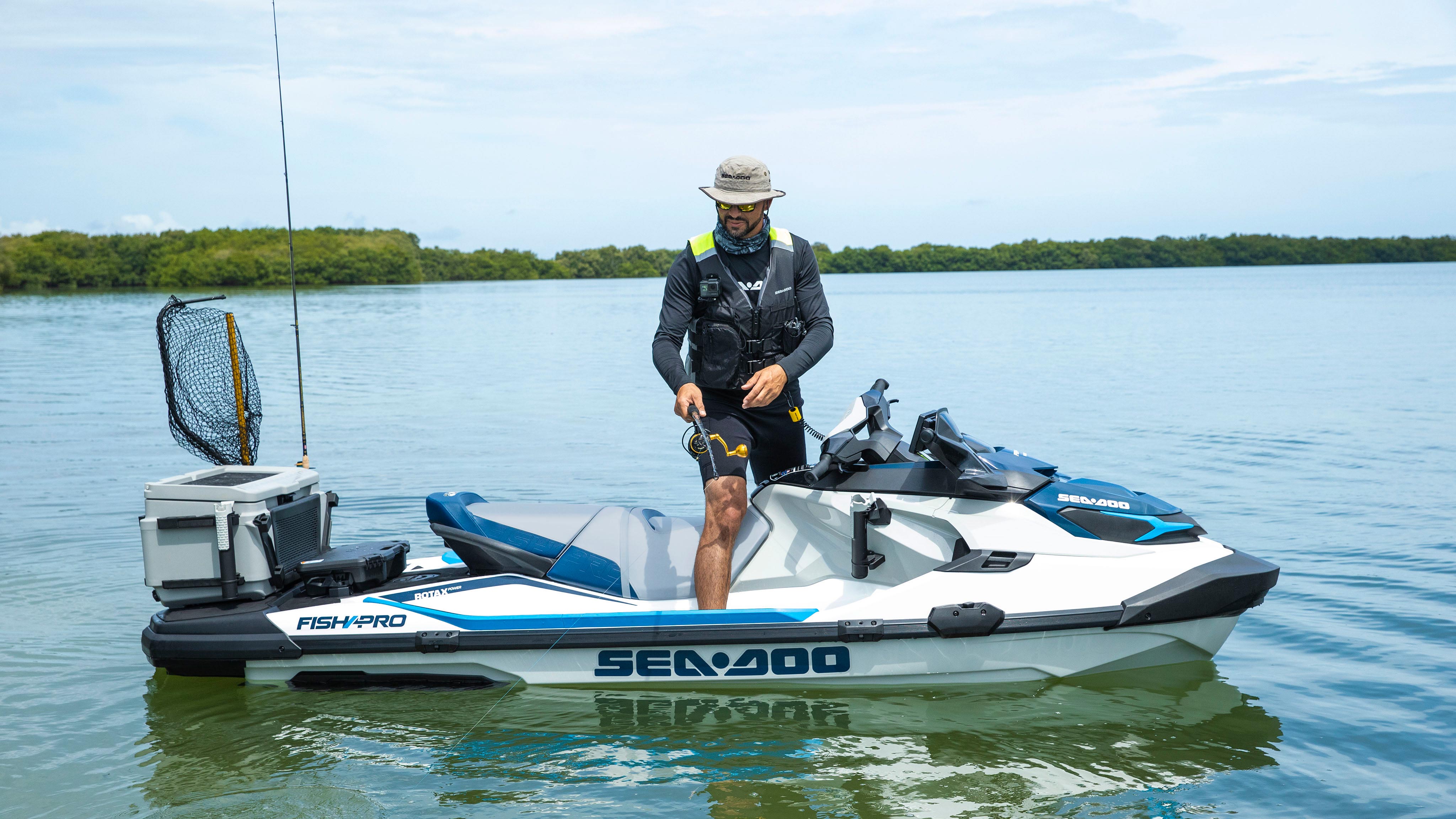 Man fishing on a Sea-Doo FishPro Sport