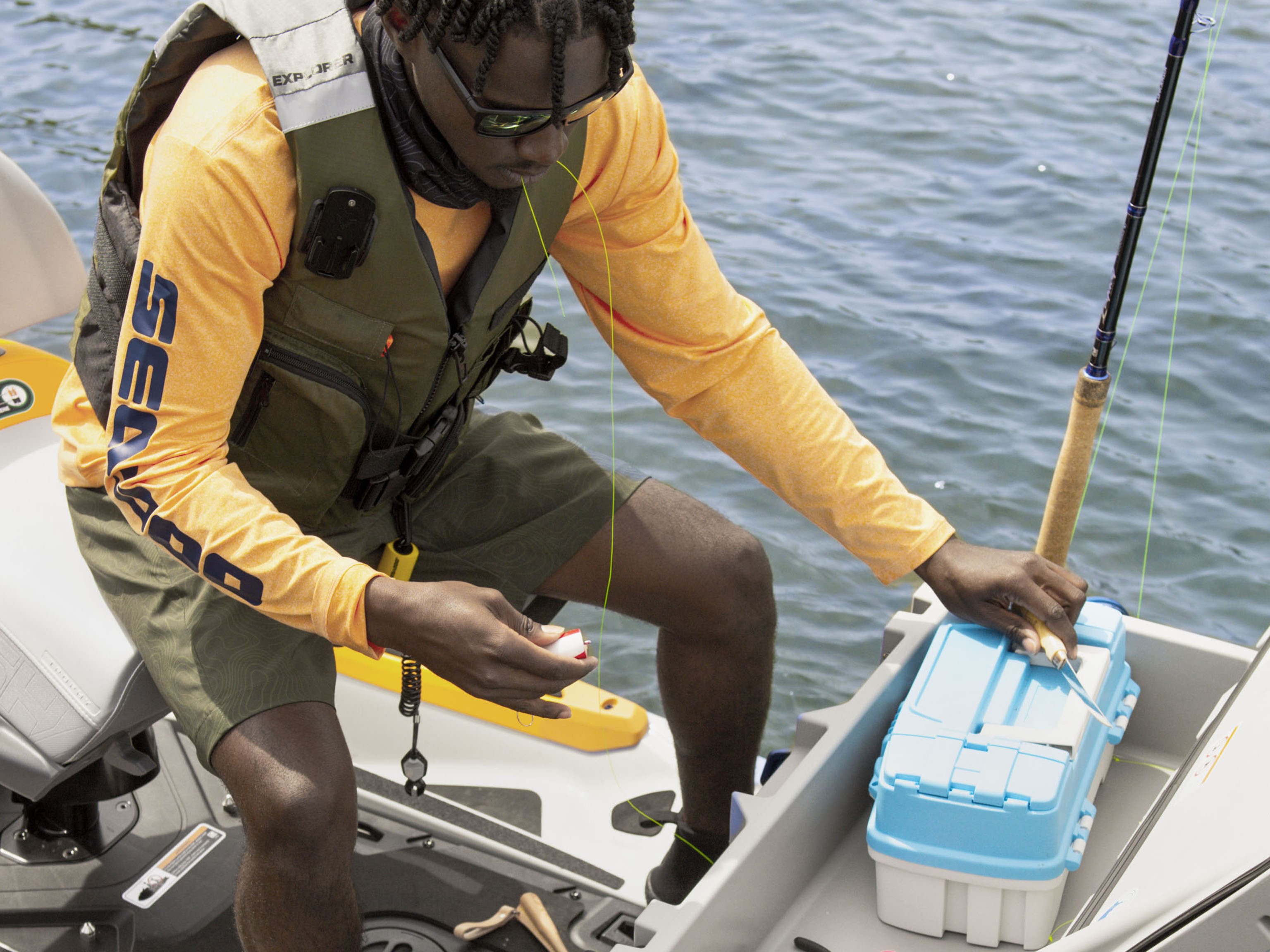 Sea-Doo riders wearing fishing gear