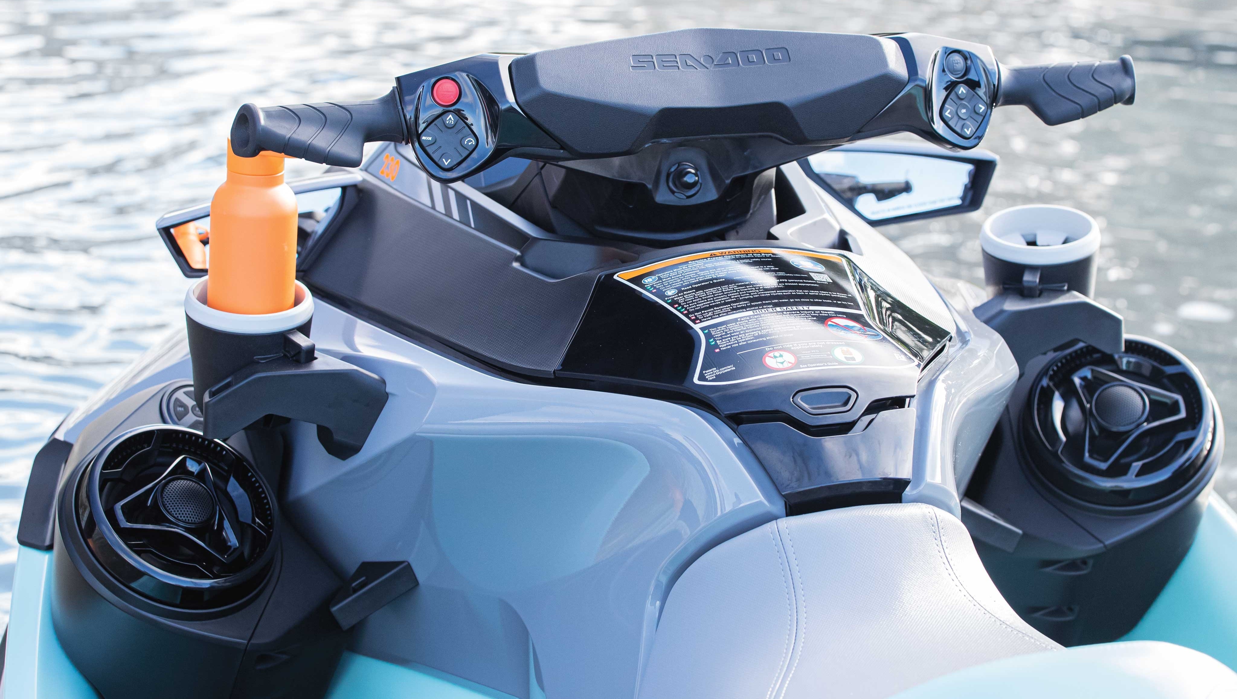 Sea-Doo Wake Pro equipped with LinQ cup holders and accessories