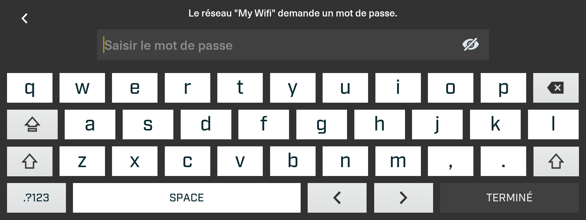 Ajouter le mot de passe du wifi dans les paramètres de l'écran tactile 10,25''