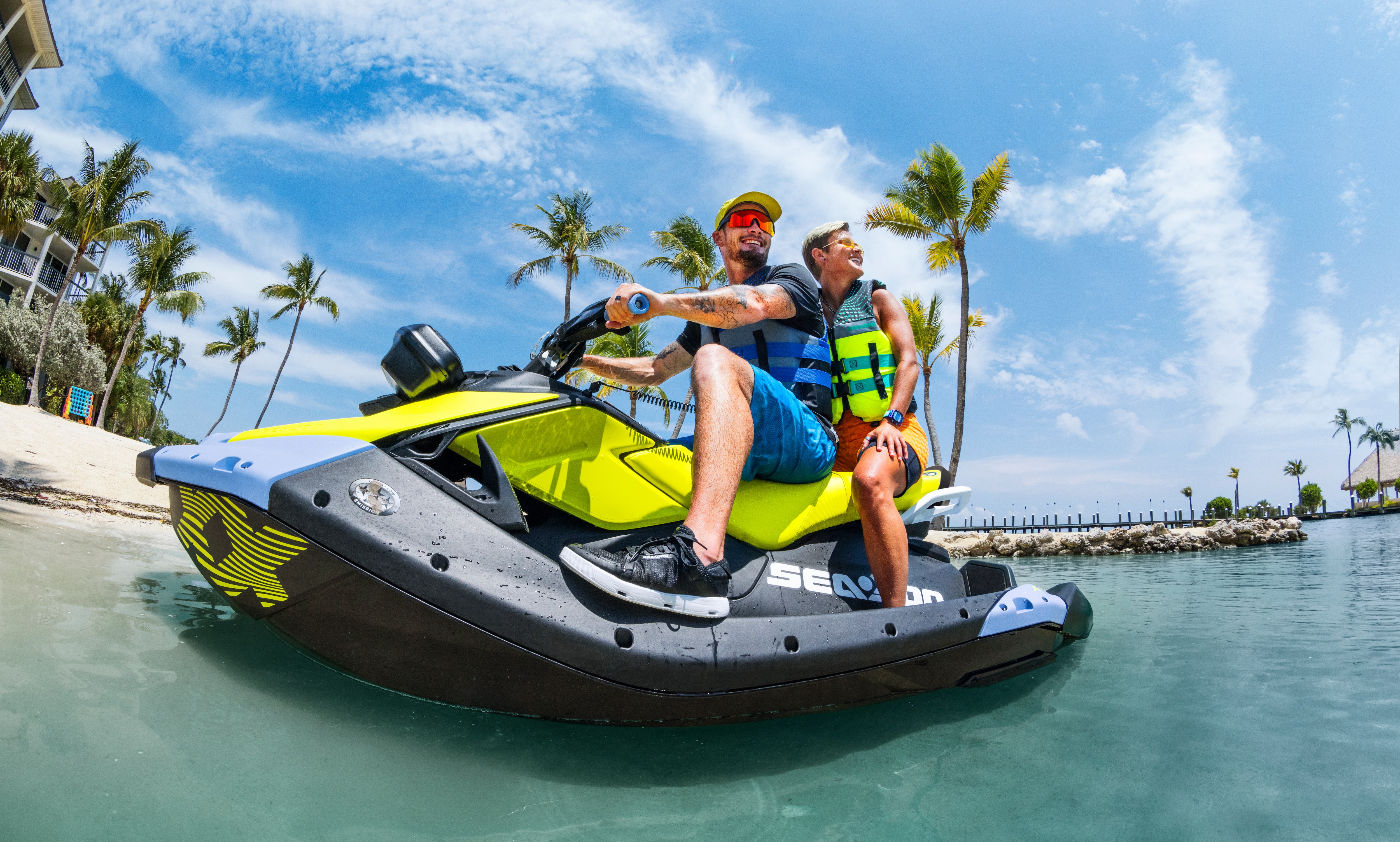 Man about to jump from a Sea-Doo Spark's platform