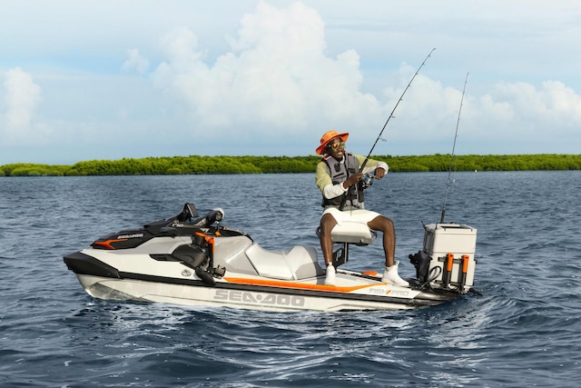 An angler fishing from a Sea-Doo Fish Pro Trophy