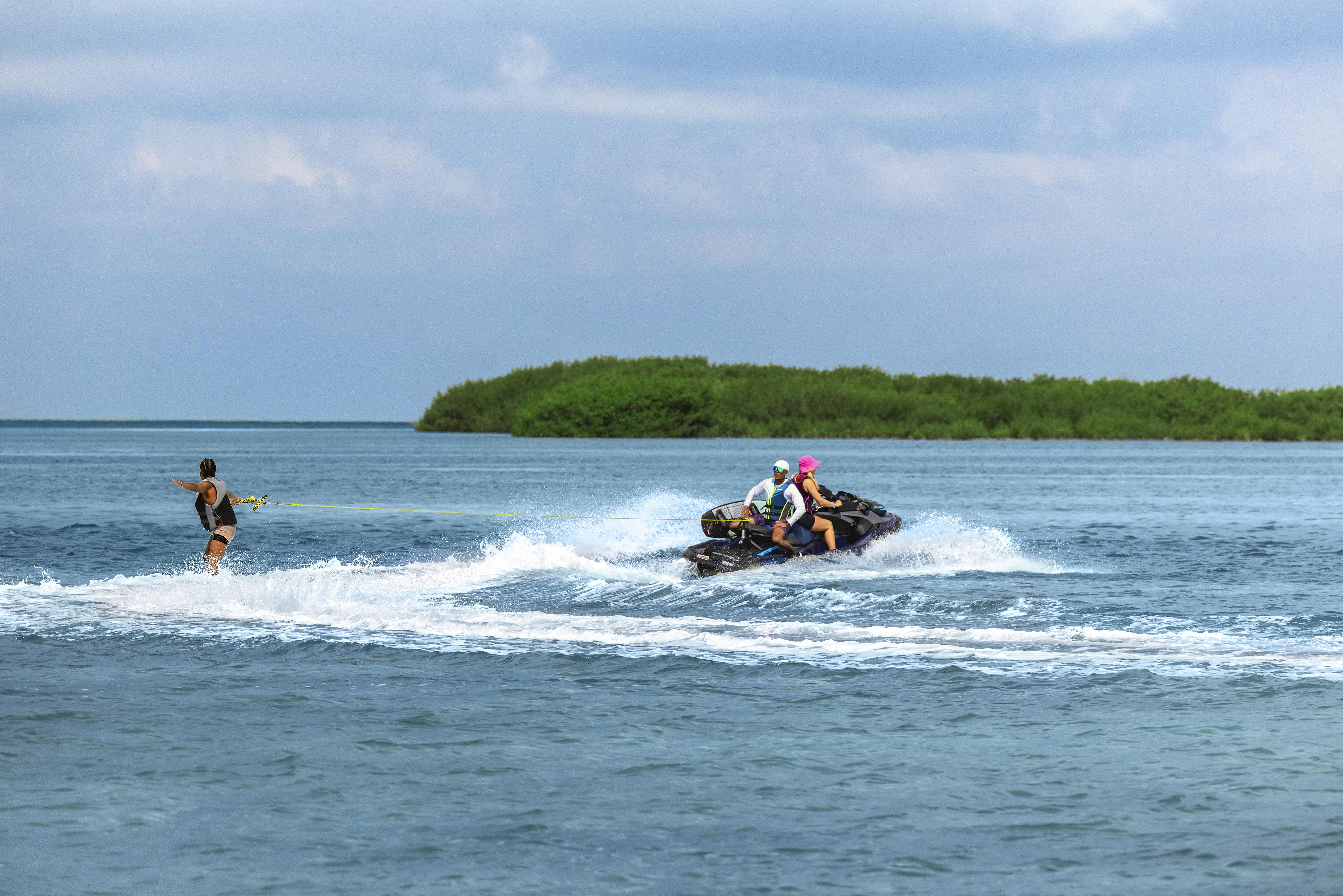 Sea-Doo GTX pulling a wakeboarder