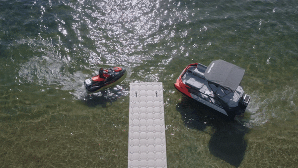 Sea-Doo Swtich and PWC docking next to each other