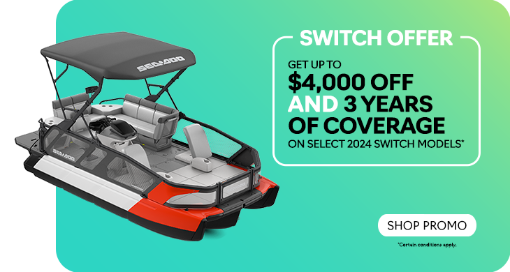 A sea doo pontoon and personal watercraft promotion