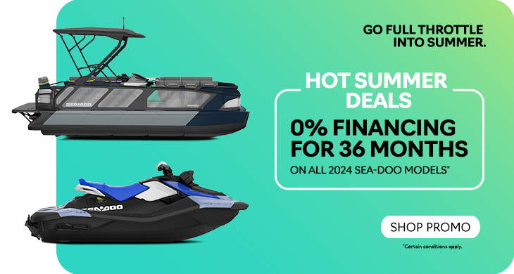 A sea doo pontoon and personal watercraft promotion