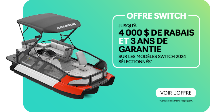 Affiche promotionnelle d'un bateau ponton Sea-Doo Switch
