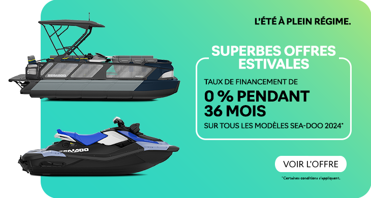 Une affiche promotionnelle de ponton et de motomarine Sea-Doo