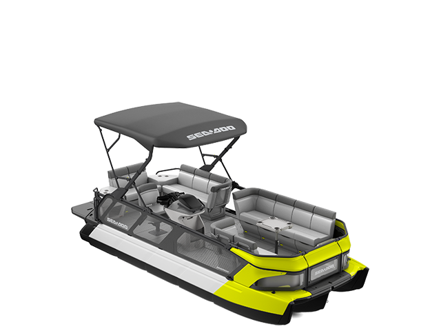 2024 Sea-Doo Switch Neon Yellow Pontoon Boat with canopy