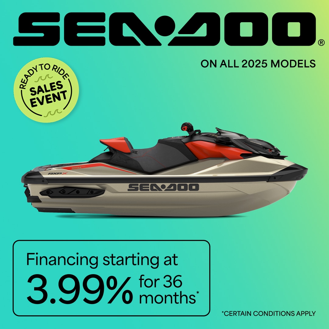 Financing starting at 3.99% for 36 months on all 2025 Sea-Doo personal watercraft models