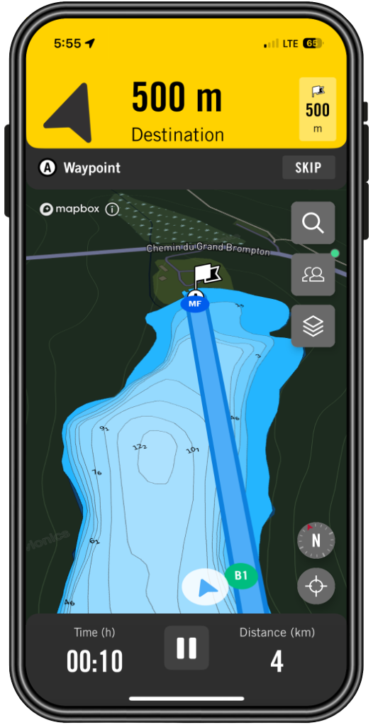 Navigating using the BRP GO! app on your mobile device