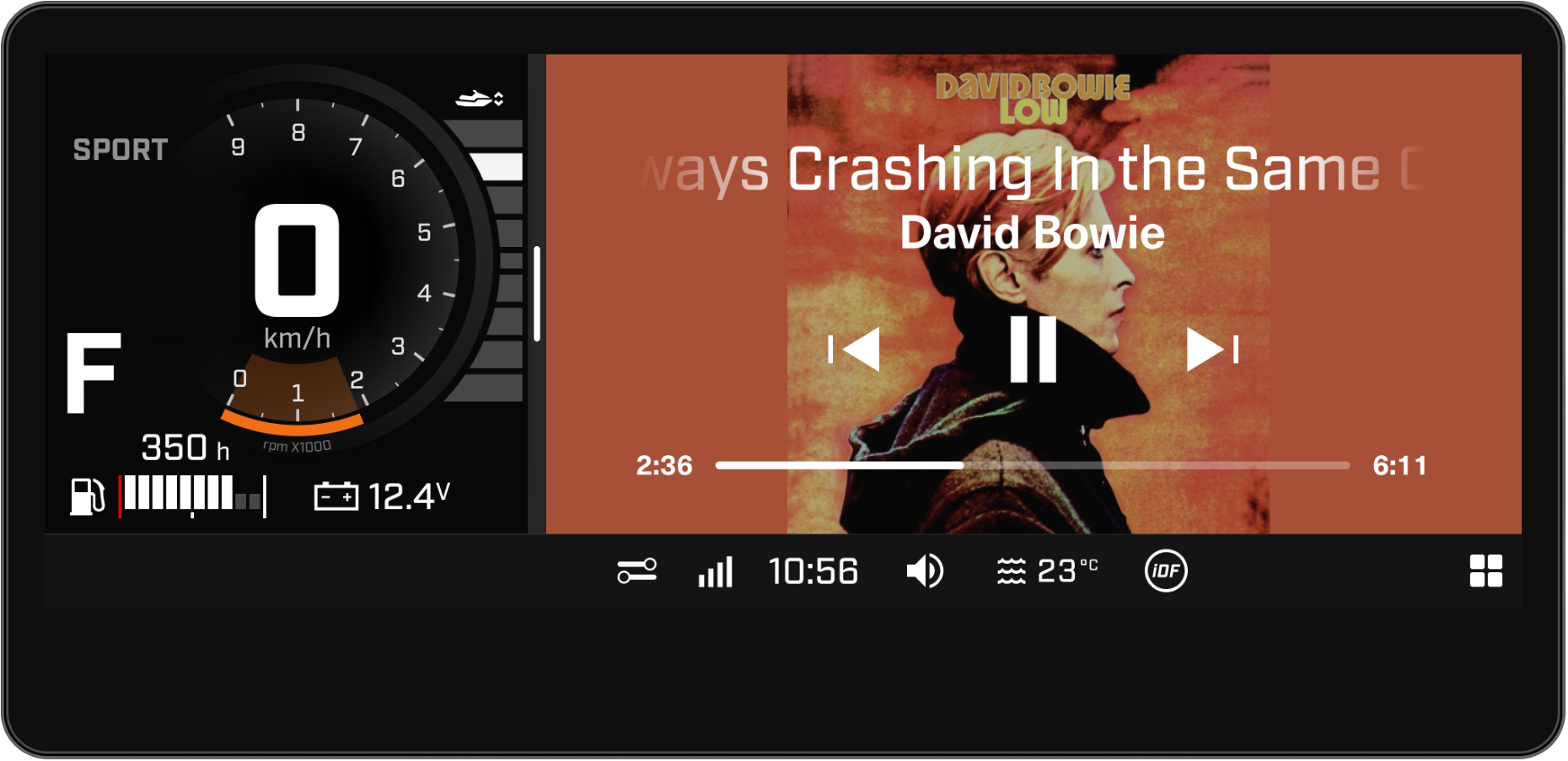 Aplicación multimedia en la pantalla de 10,25 pulgadas de la moto acuática Sea-Doo