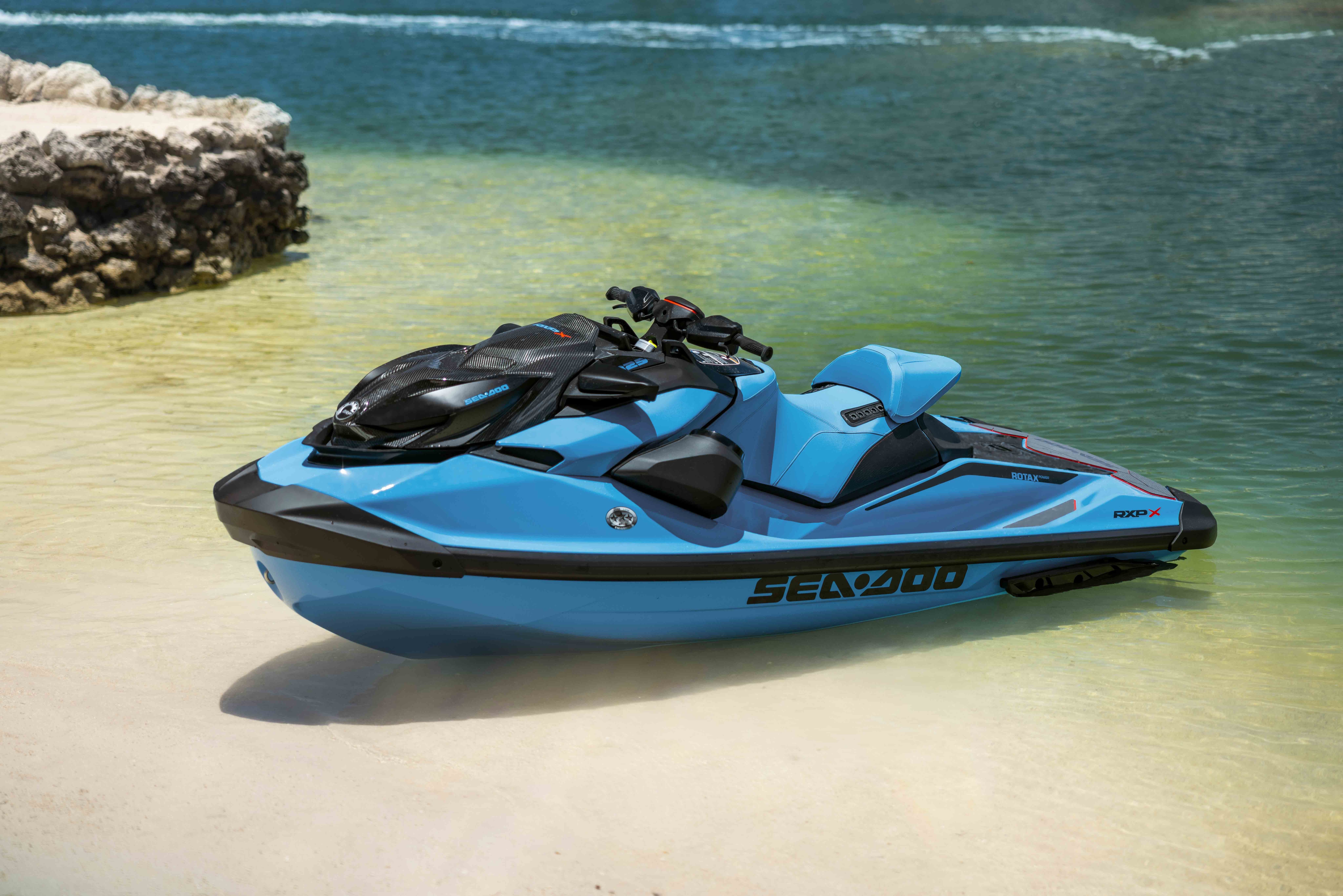 A Sea-Doo RXP-X 325 parked on the beach