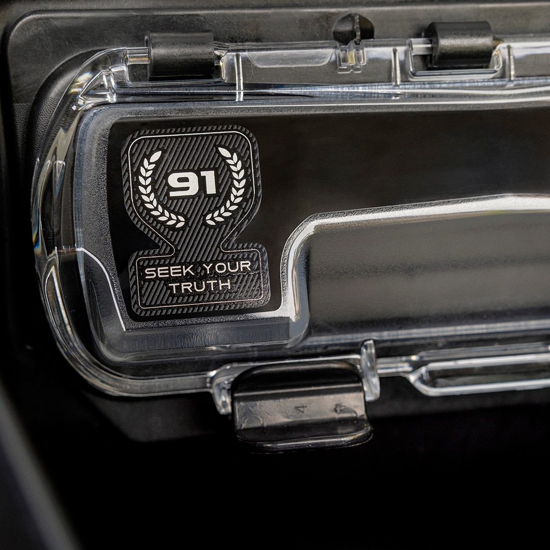 Front storage of the 2027 Sea-Doo RXP-X personal watercraft with the inscription “91” for Senna