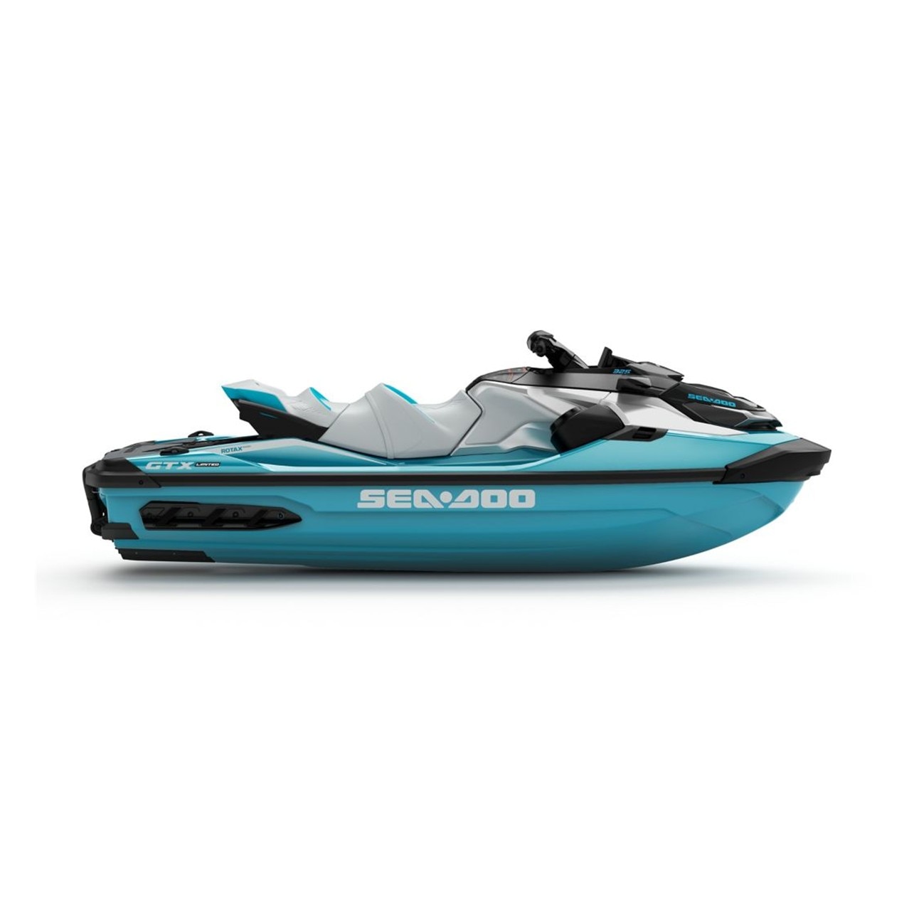 Moto aquática Sea-Doo GTX Limited 2025, com vista lateral. Imagem de studio. 