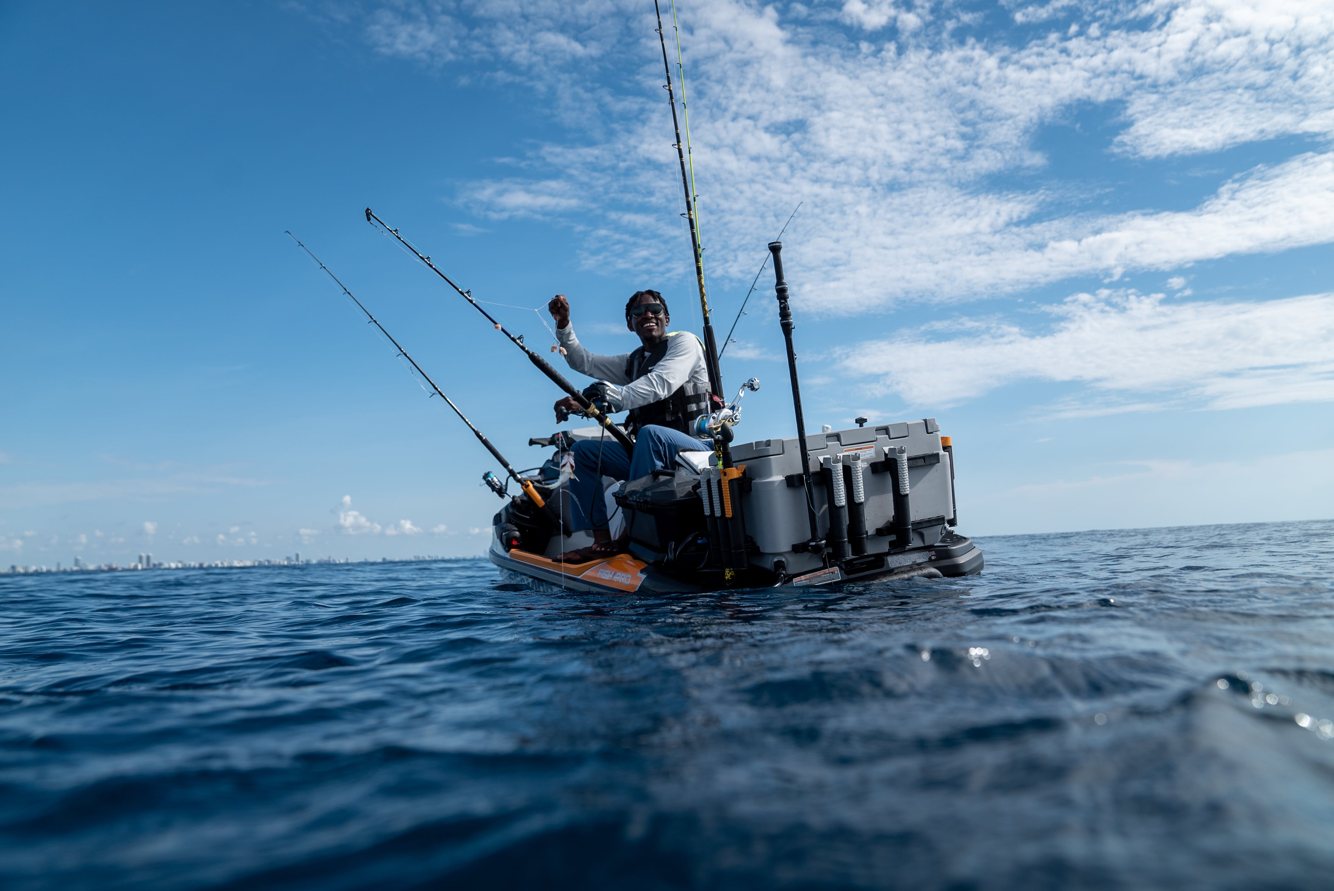 Emmanuel Williams fishing on Sea-Doo FISHPRO