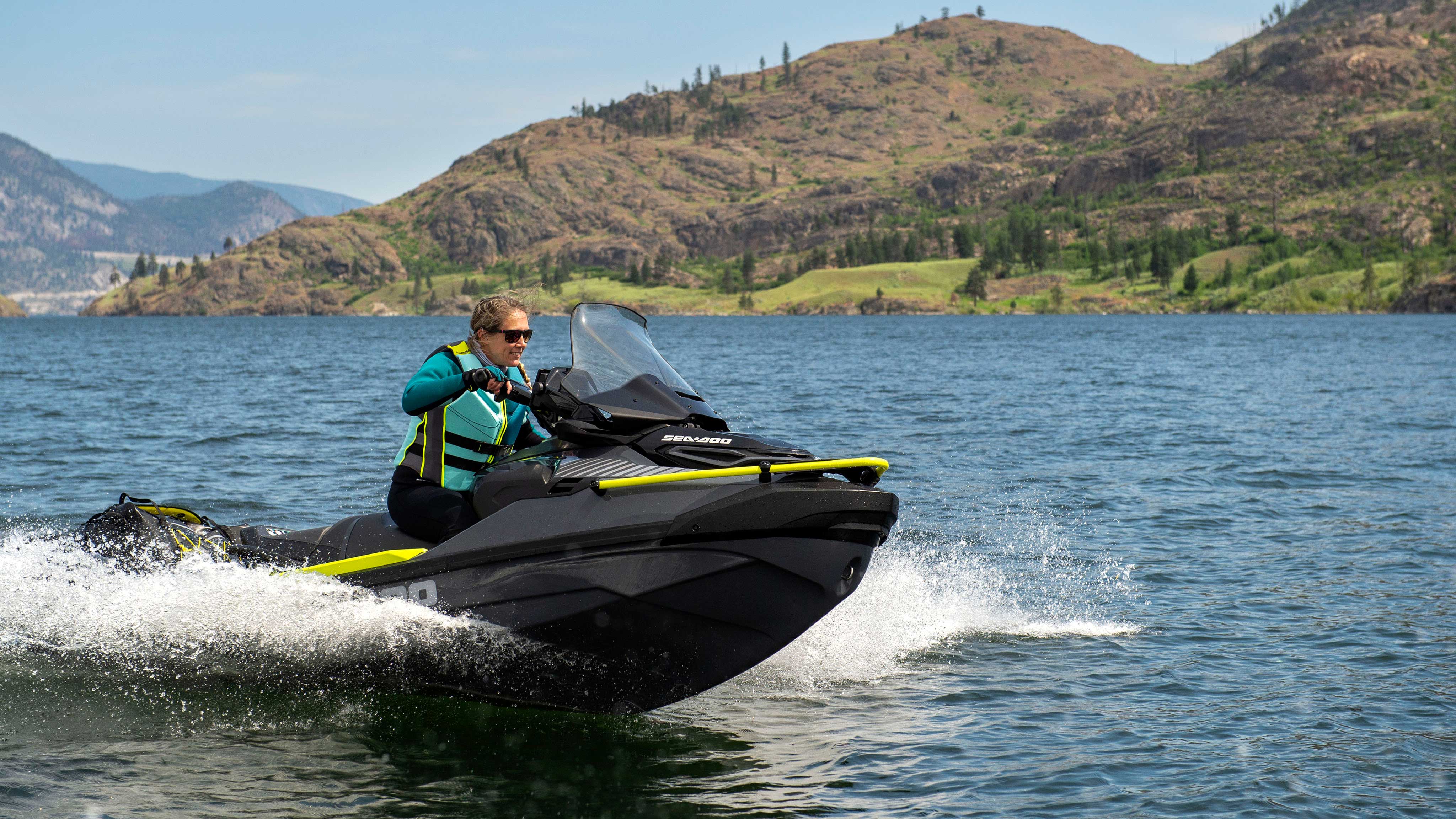 Woman riding a 2024 Sea-Doo Explorer Pro