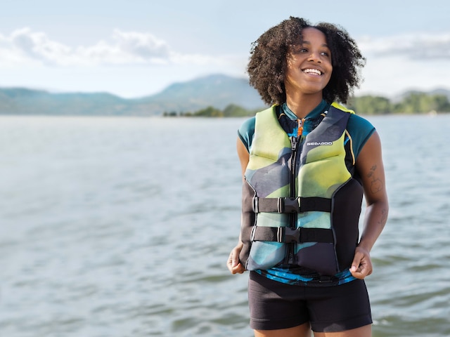 Women wearing a personal flotation device