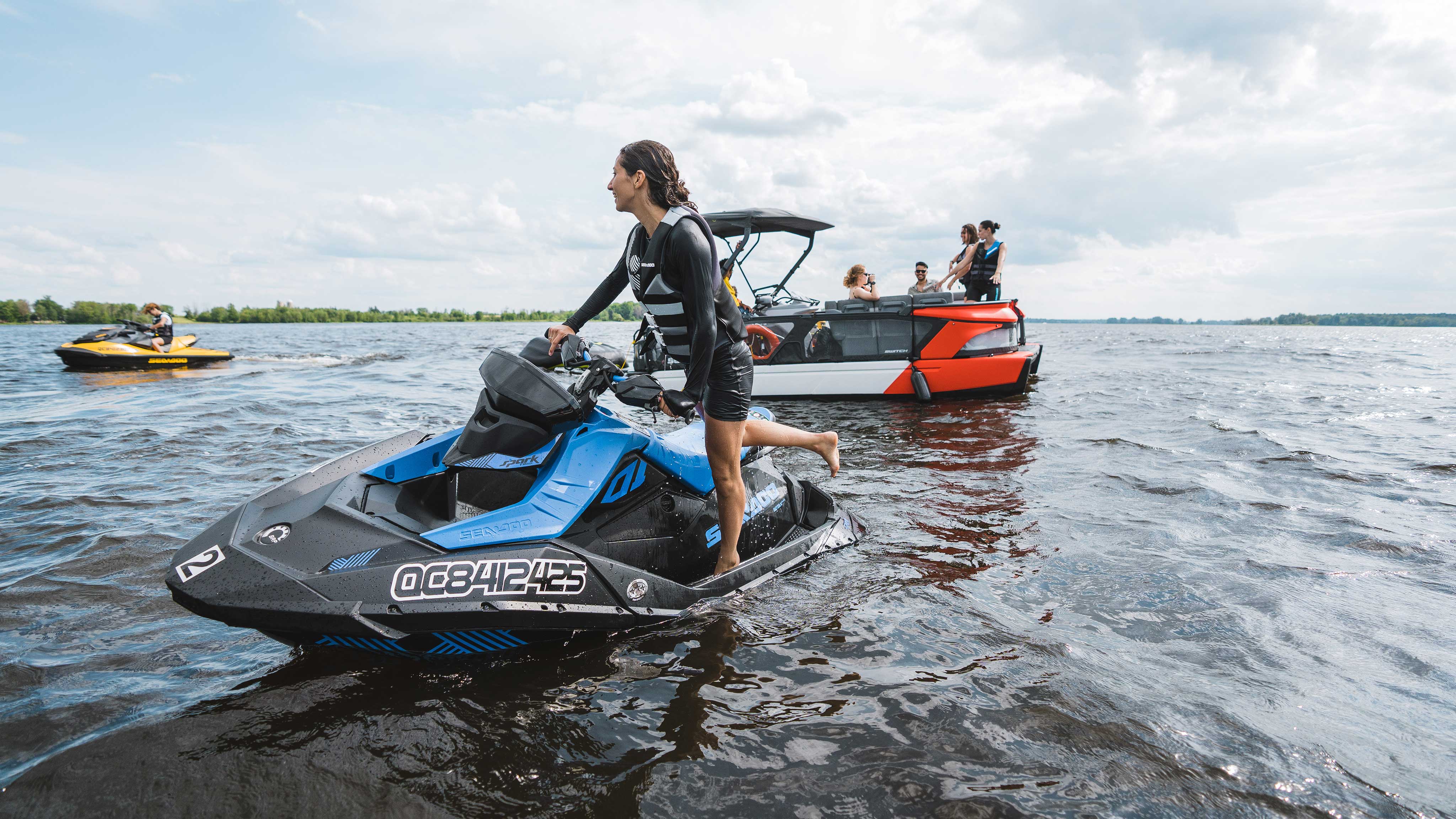 Group of friends on an Uncharted Society's adventure with a Sea-Doo SWITCH and Personal watercraft