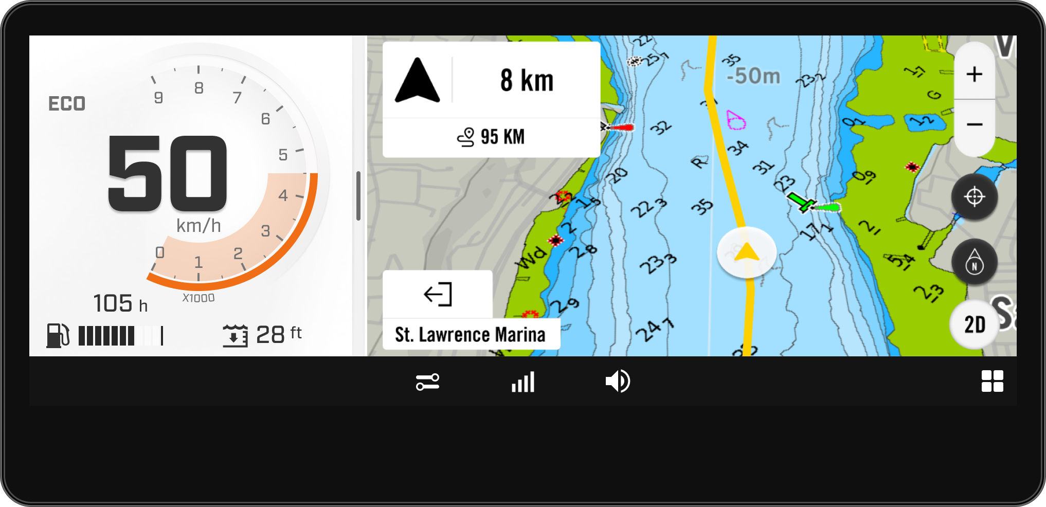 Navigation sur l'eau de l'écran tactile de 10,25 pouces du Sea-Doo