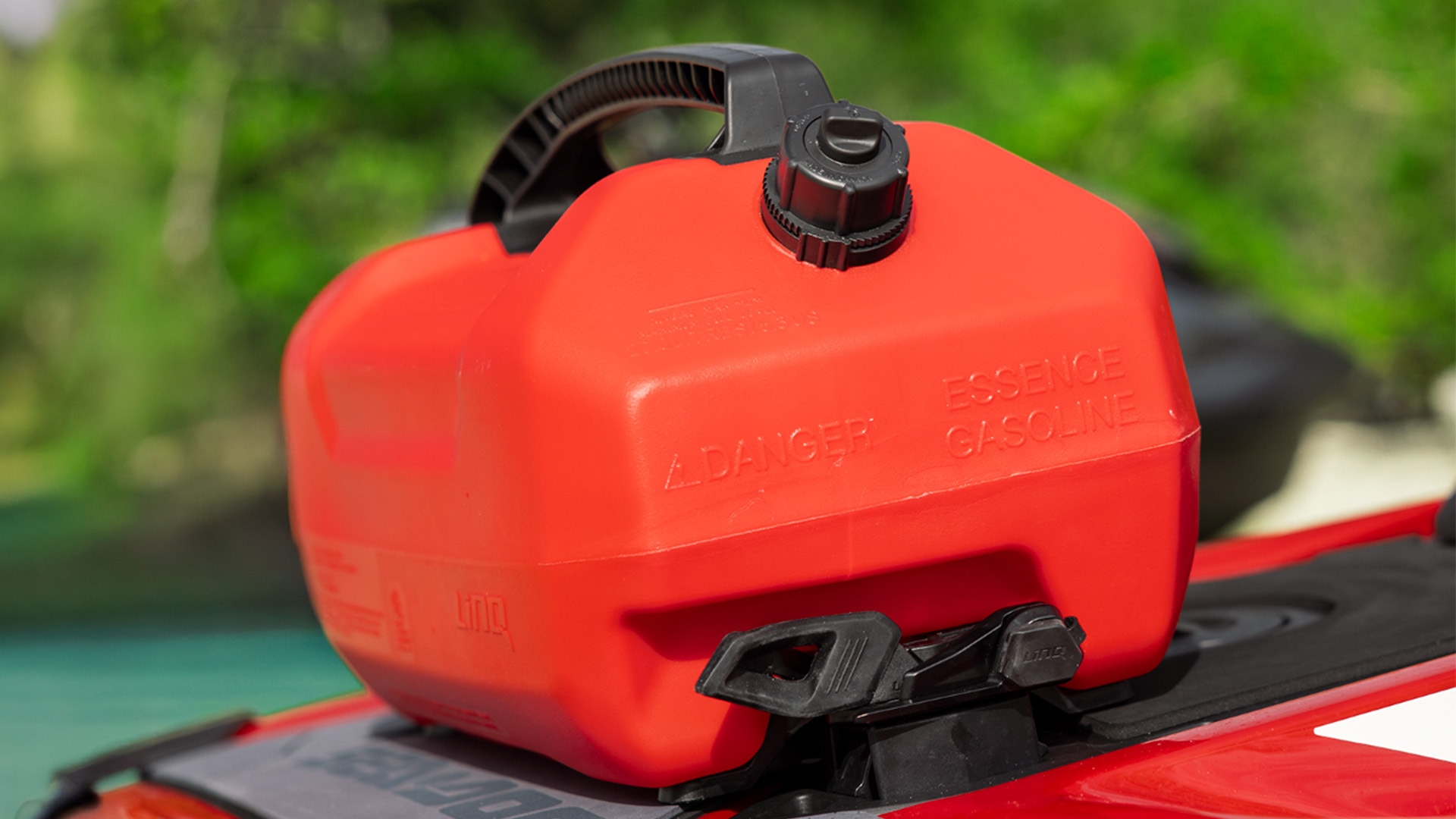 LinQ 5 US Gal (20 L) Fuel Caddy on a Sea-Doo personal watercraft