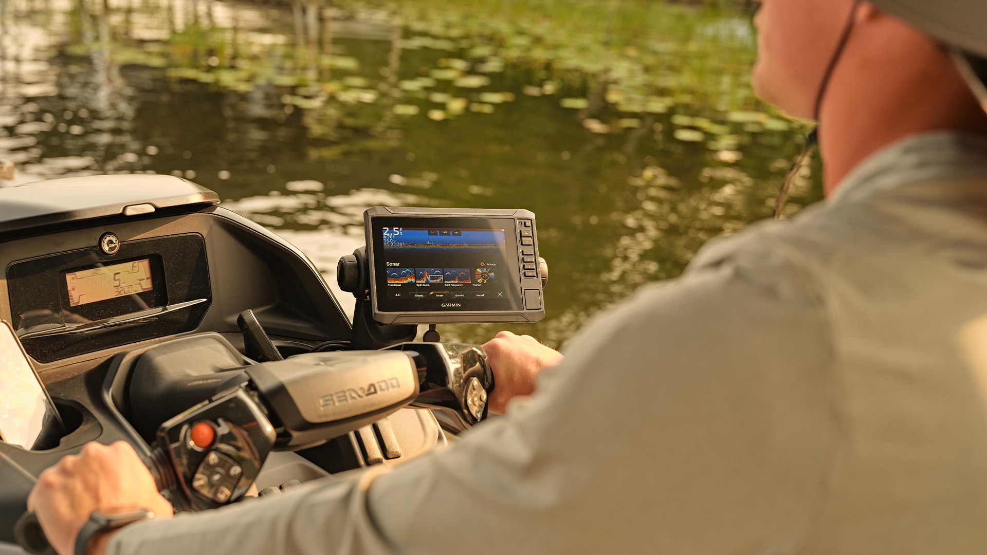 An ambassador dressed entirely in Sea-Doo clothing 