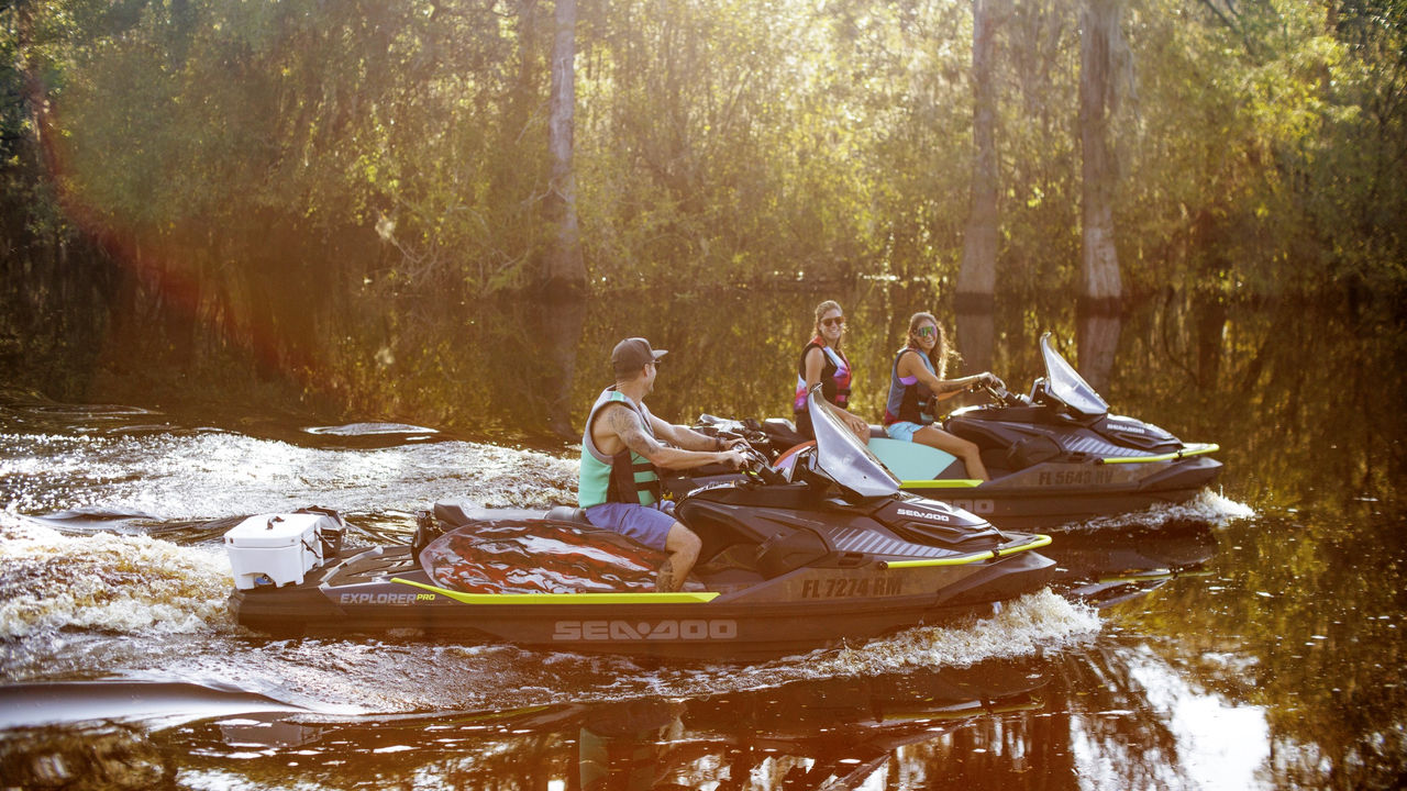Amber Torrealba and friends on their Sea-Doo Explorer Pro