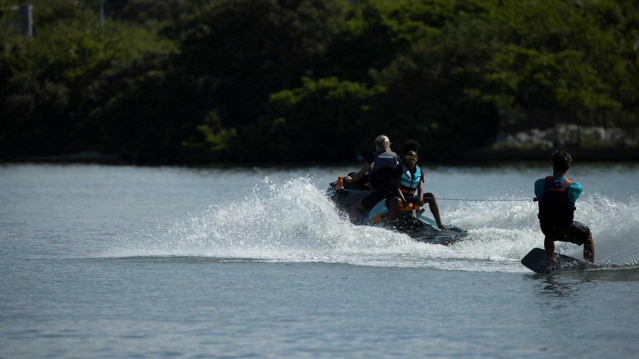 Man doing Wakeboard behind a Wake Pro
